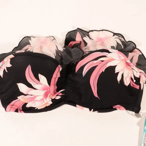 NWT Seafolly X Revolve Black Bustier Bandeau in Desert Flower